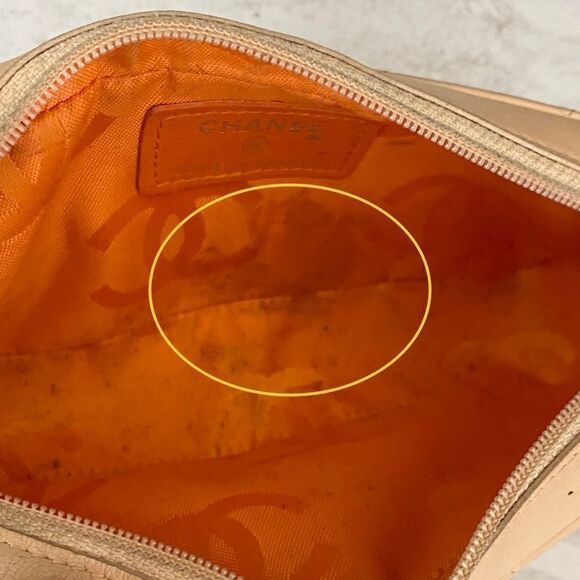 CHANEL CC Cambon line leather pouch Beige/orange - Picture 15 of 15
